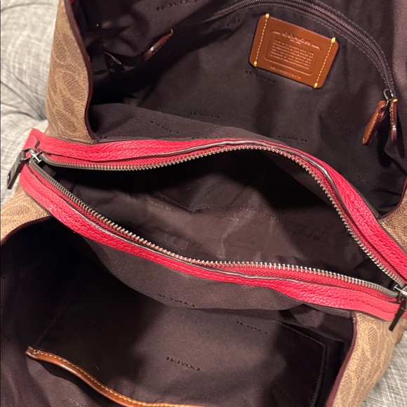 Coach Bag Dalton 31 Red Leather Signature Logo Shoulder Bag Wallet Set - Picture 15 of 17